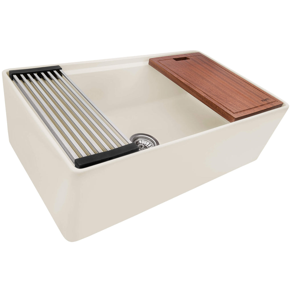 Ruvati Fiore — Tarja Farmhouse de Cocina en Fireclay — Crema Biscuit — 1