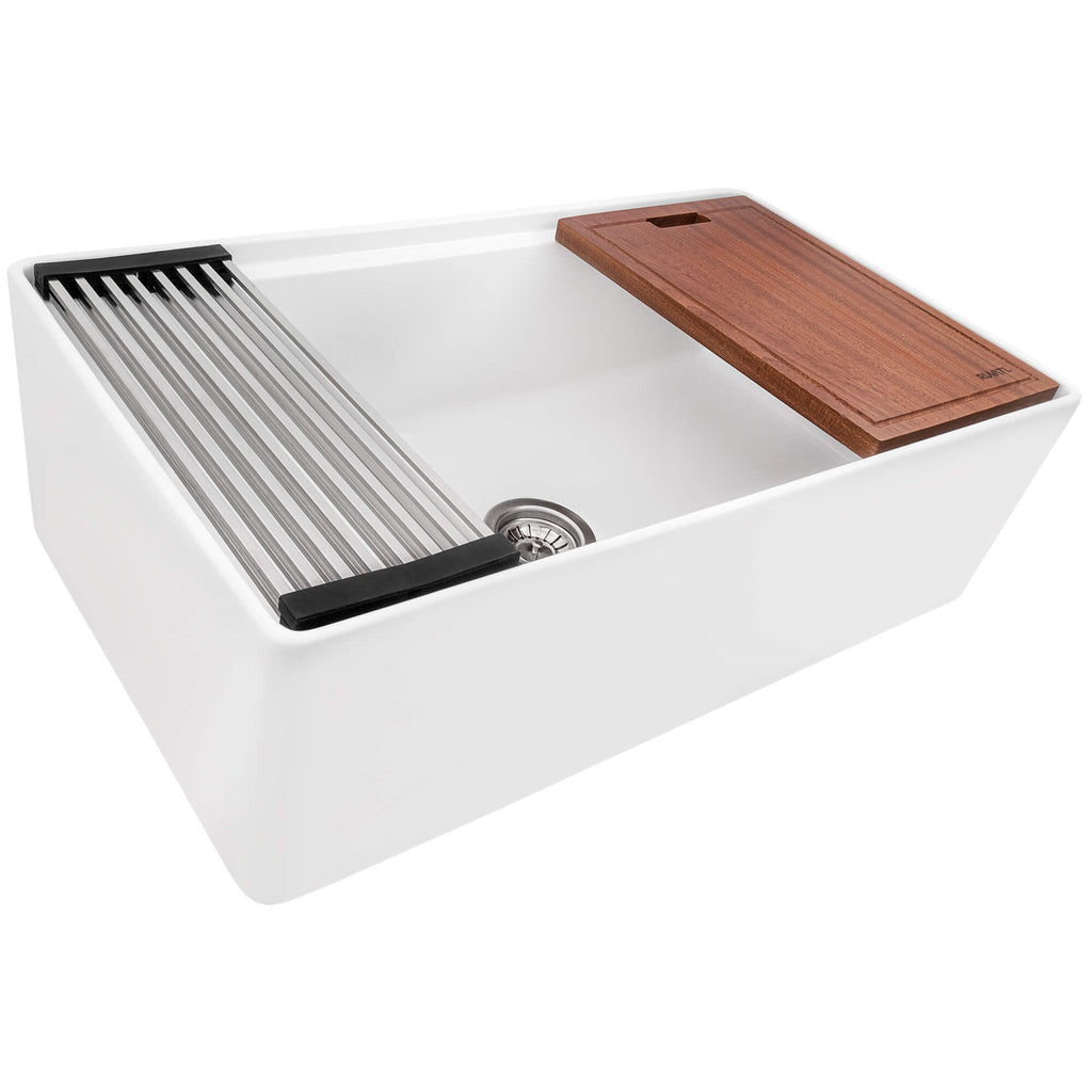 Ruvati Fiore — Tarja Farmhouse de Cocina en Fireclay — Blanco