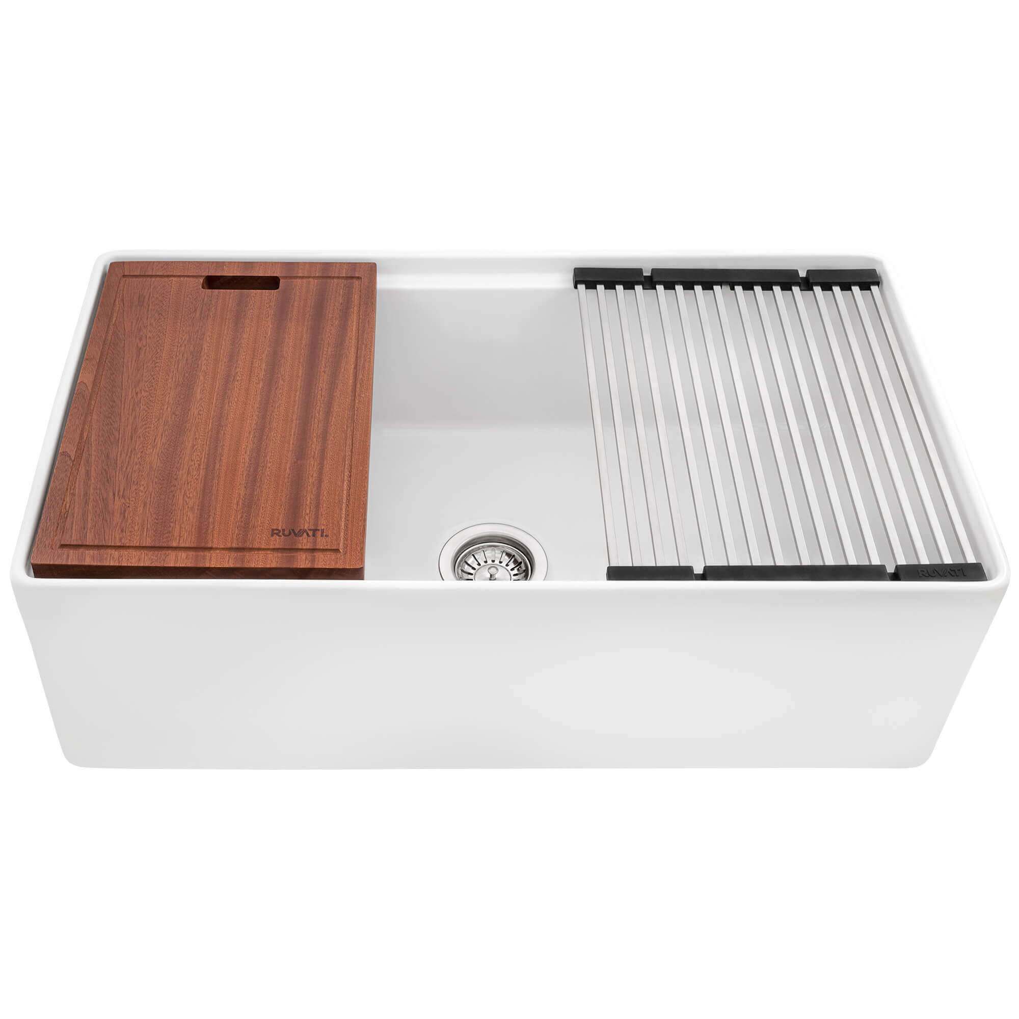 Ruvati Fiore — Tarja Farmhouse de Cocina en Fireclay — Blanco — 2