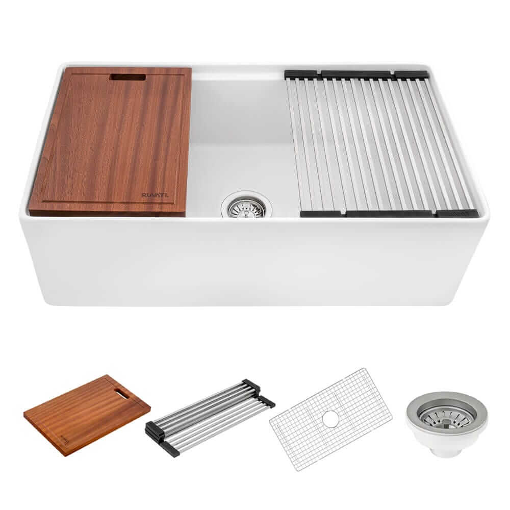 Ruvati Fiore — Tarja Farmhouse de Cocina en Fireclay — Blanco — 1