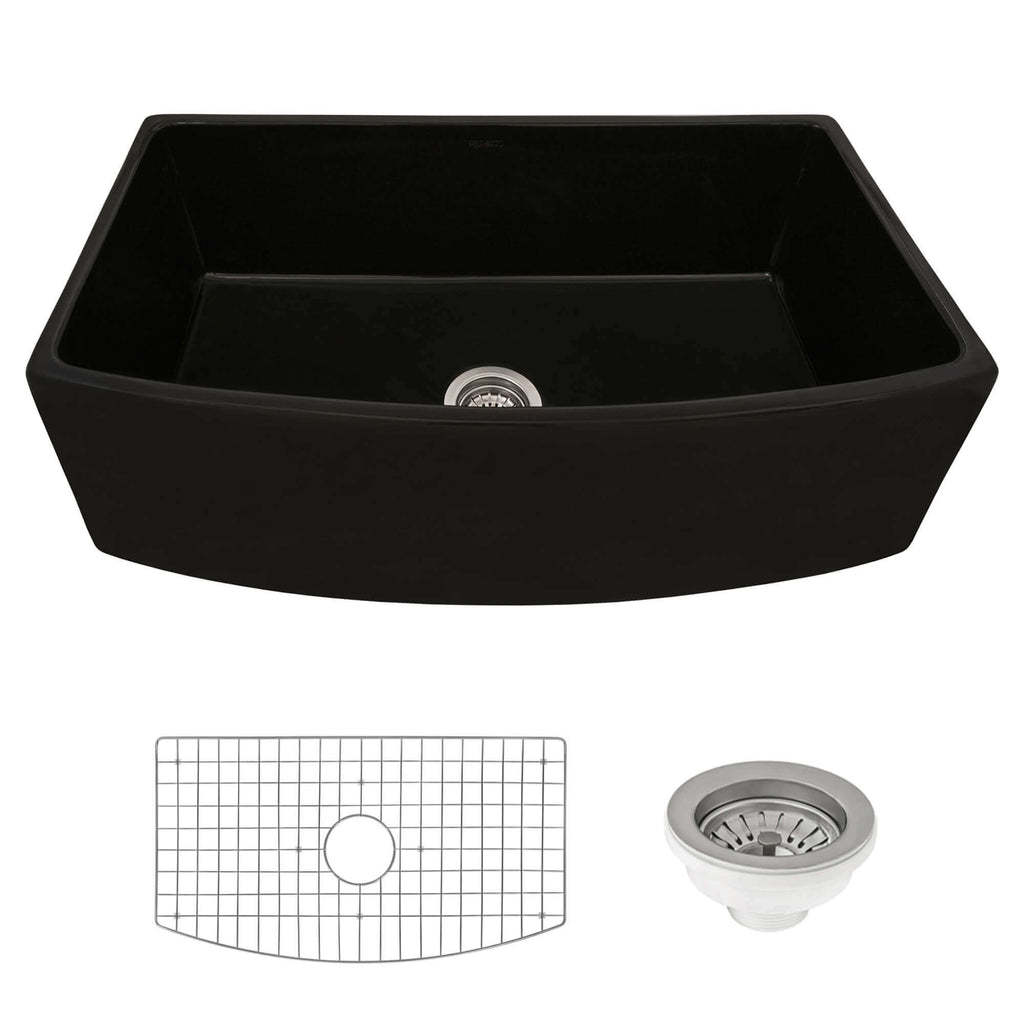Ruvati Fiamma — Tarja Farmhouse de Cocina en Fireclay — Negro