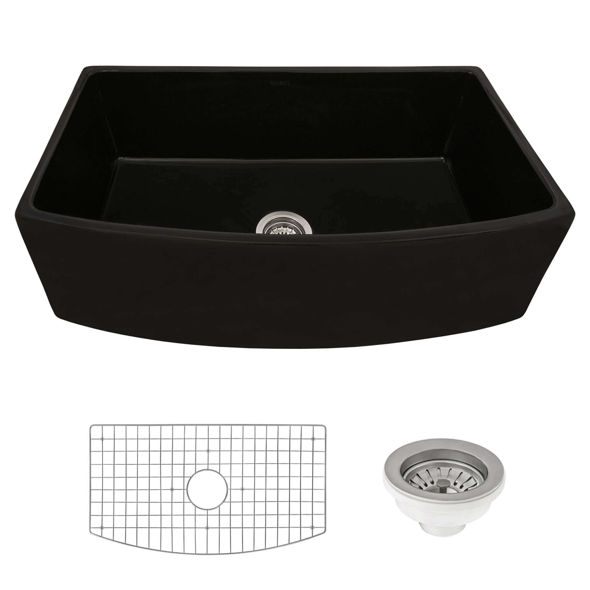 Ruvati Fiamma — Tarja Farmhouse de Cocina en Fireclay — Negro