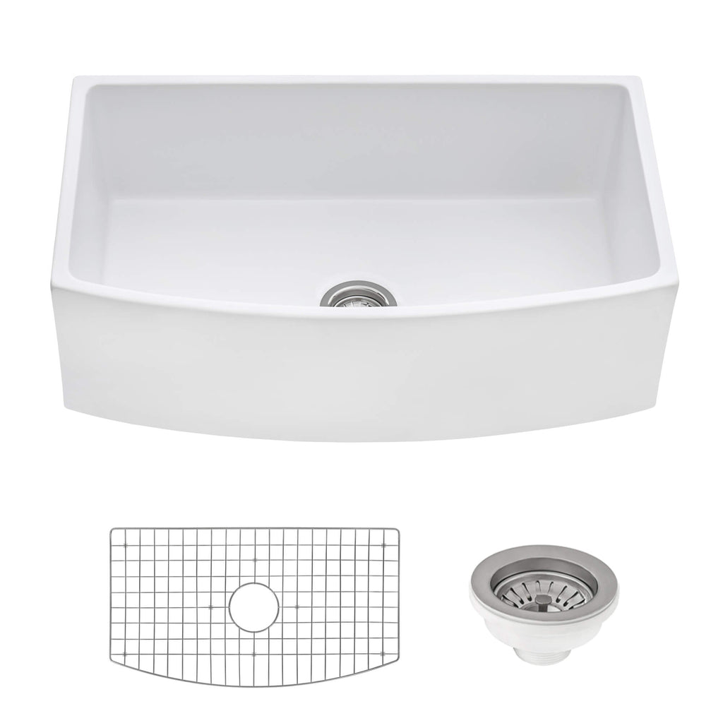 Ruvati Fiamma — Tarja Farmhouse de Cocina en Fireclay — Blanco (WH) — 2
