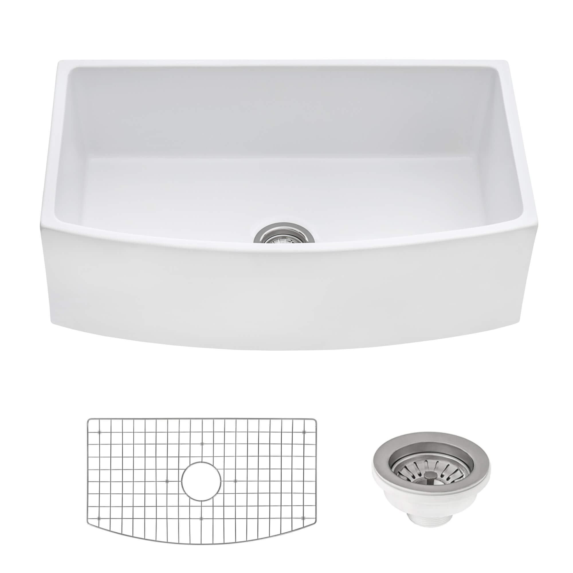Ruvati Fiamma — Tarja Farmhouse de Cocina en Fireclay — Blanco (WH) — 2