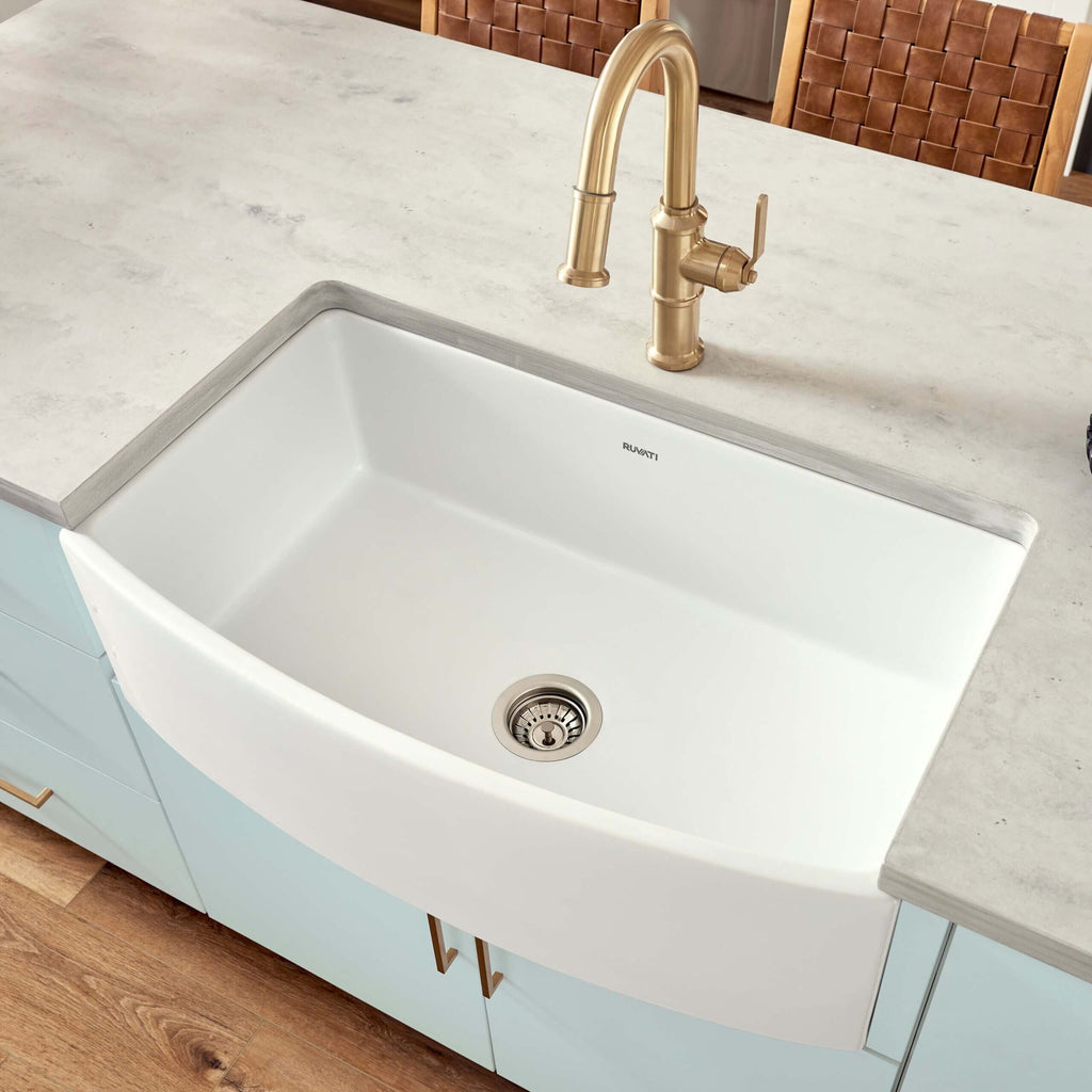 Ruvati Fiamma — Tarja Farmhouse de Cocina en Fireclay — Blanco (WH)