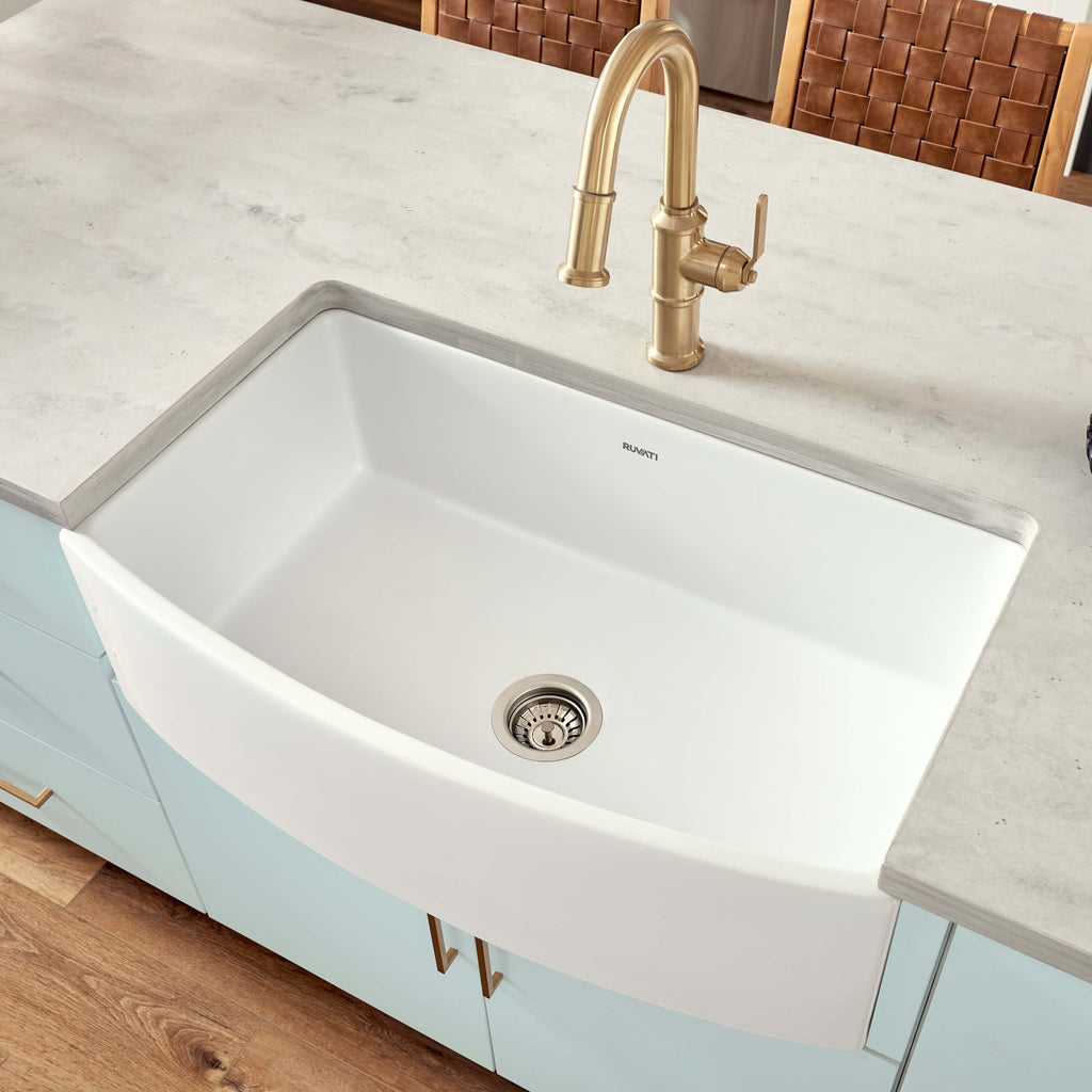 Ruvati Fiamma — Tarja Farmhouse de Cocina en Fireclay — Blanco (WH) — 1