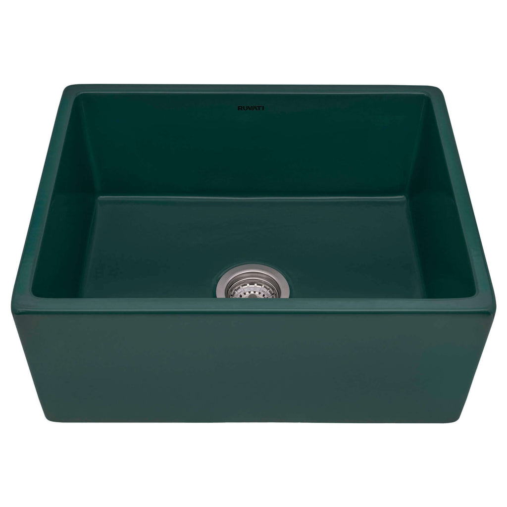 Ruvati Fiamma — Tarja Farmhouse de Cocina en Fireclay — Verde Esmeralda