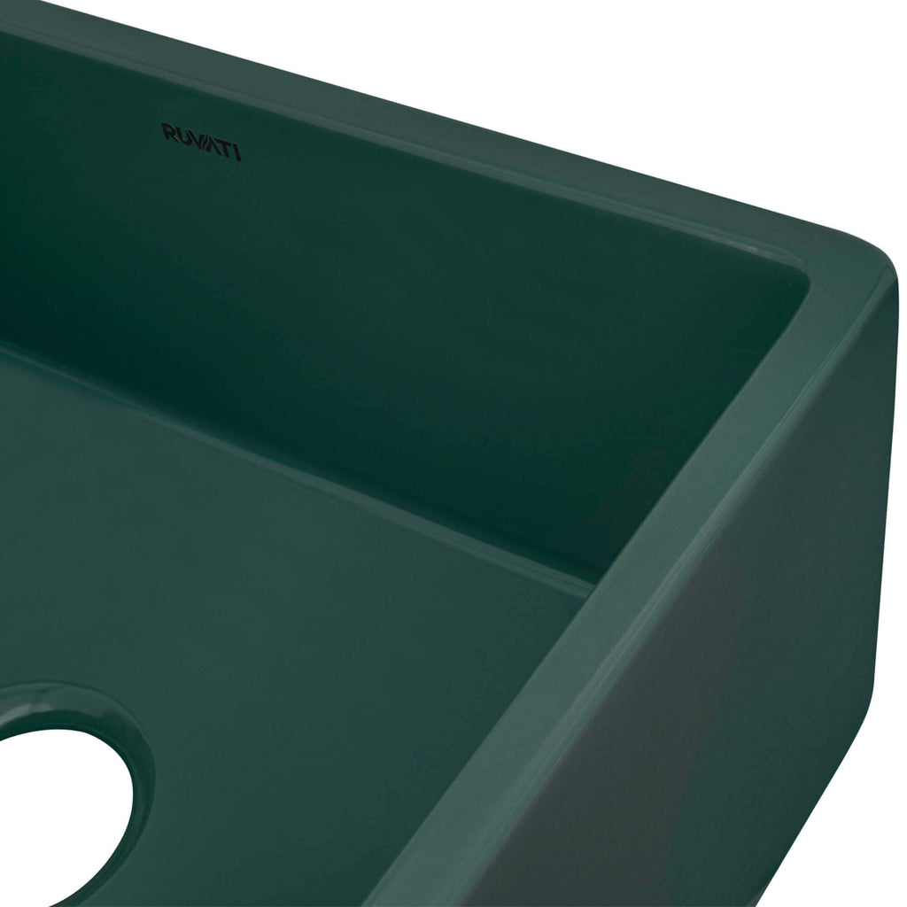 Ruvati Fiamma — Tarja Farmhouse de Cocina en Fireclay — Verde Esmeralda — 3