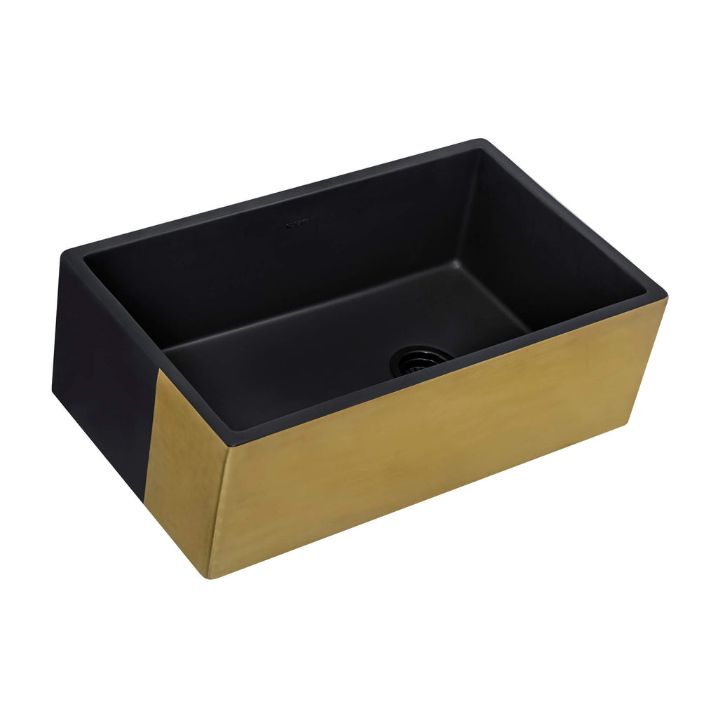 Ruvati Fiamma — Tarja Farmhouse de Cocina en Fireclay — Oro Cepillado — 4