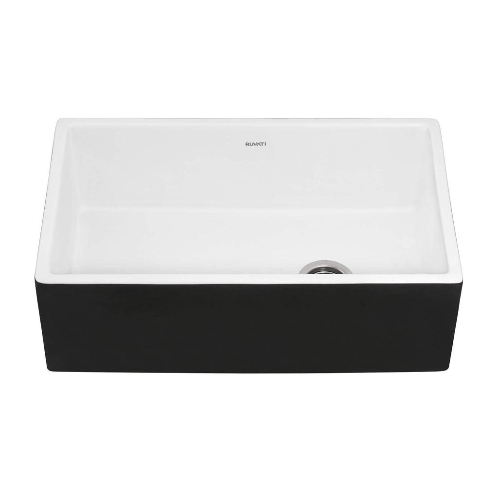 Ruvati Fiamma — Tarja Farmhouse de Cocina en Fireclay — Blanco — 2
