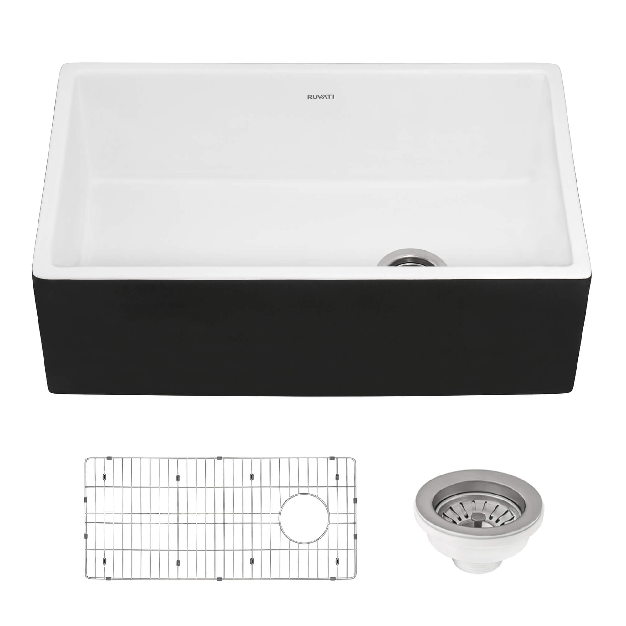 Ruvati Fiamma — Tarja Farmhouse de Cocina en Fireclay — Blanco — 3