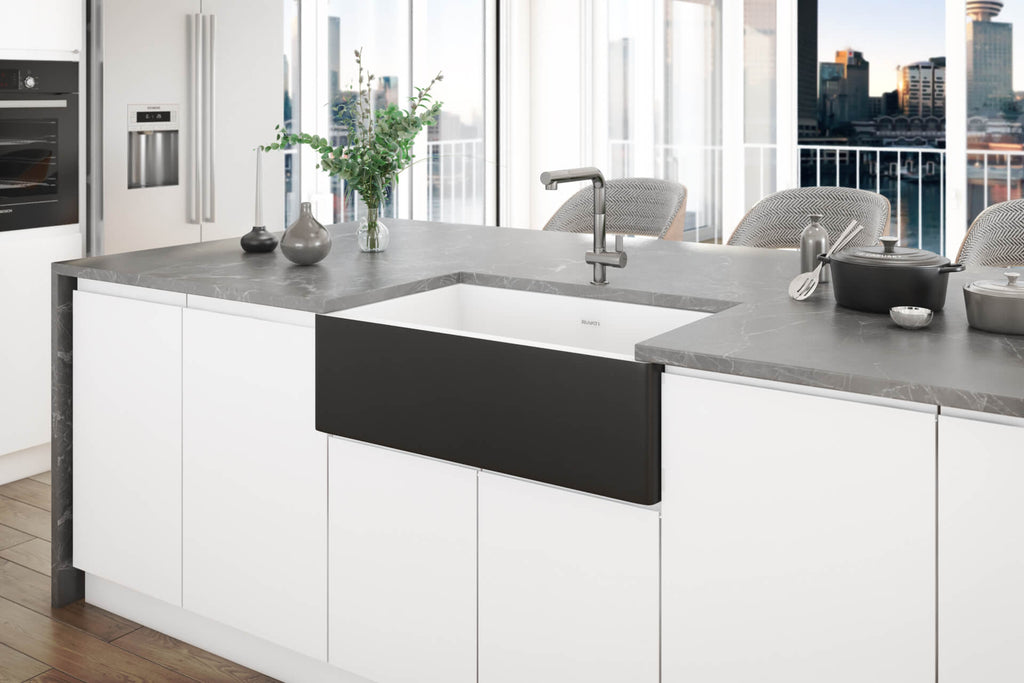 Ruvati Fiamma — Tarja Farmhouse de Cocina en Fireclay — Blanco — 4