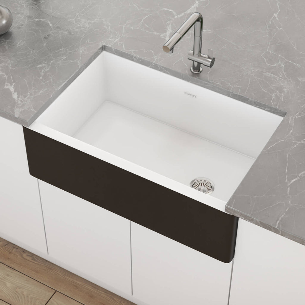 Ruvati Fiamma — Tarja Farmhouse de Cocina en Fireclay — Blanco
