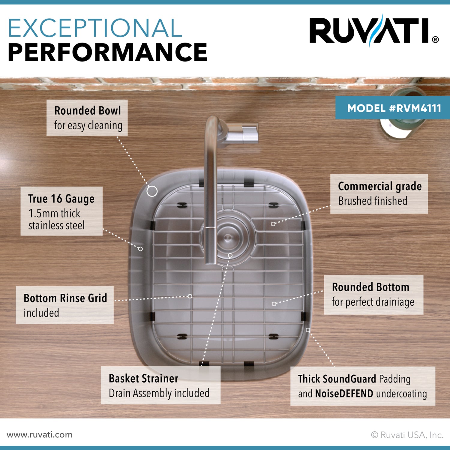 Ruvati Parmi — Tarja de Bar / Prep de 12 x 18 pulg en Acero Inoxidable — Acero Inoxidable — 2