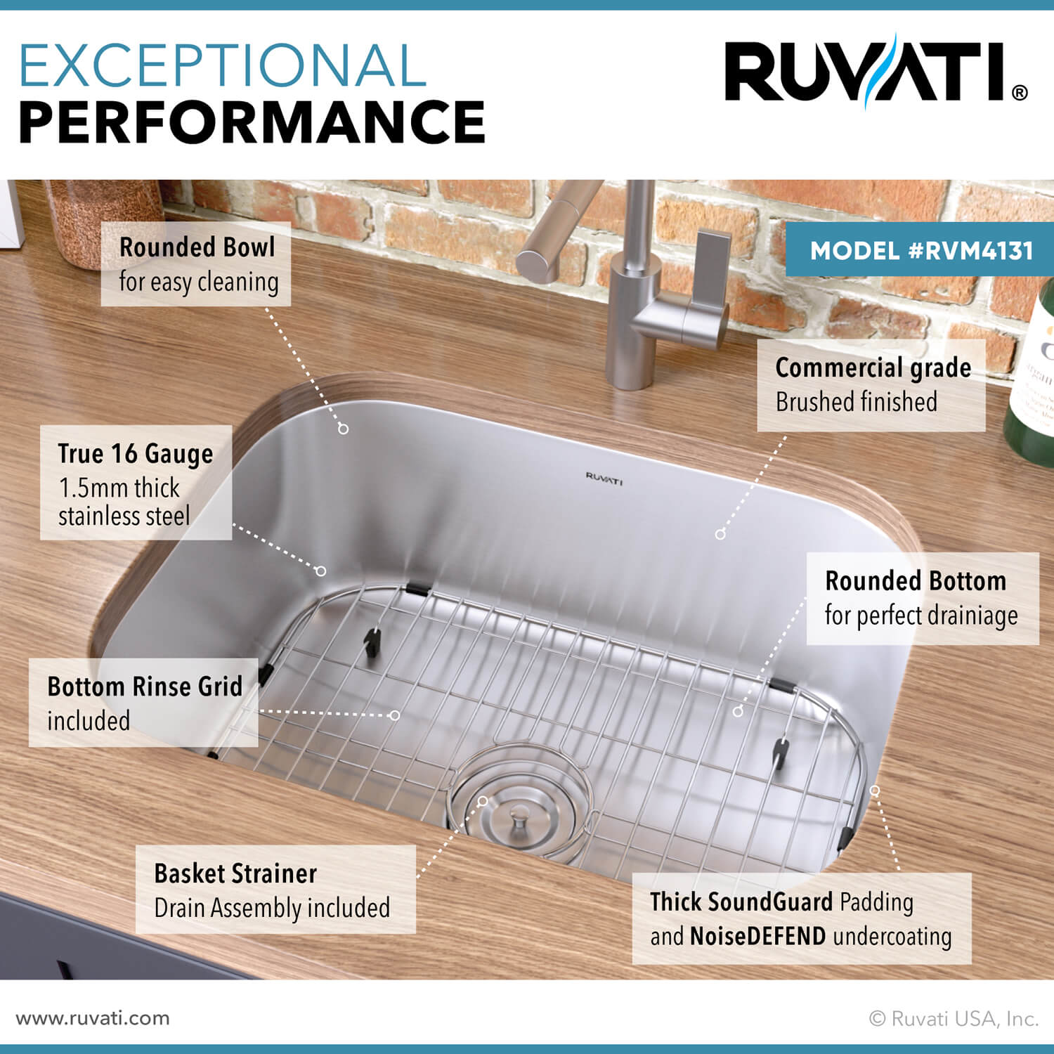 Ruvati Parmi — Tarja de Bar / Prep en Acero Inoxidable — Acero Inoxidable — 2