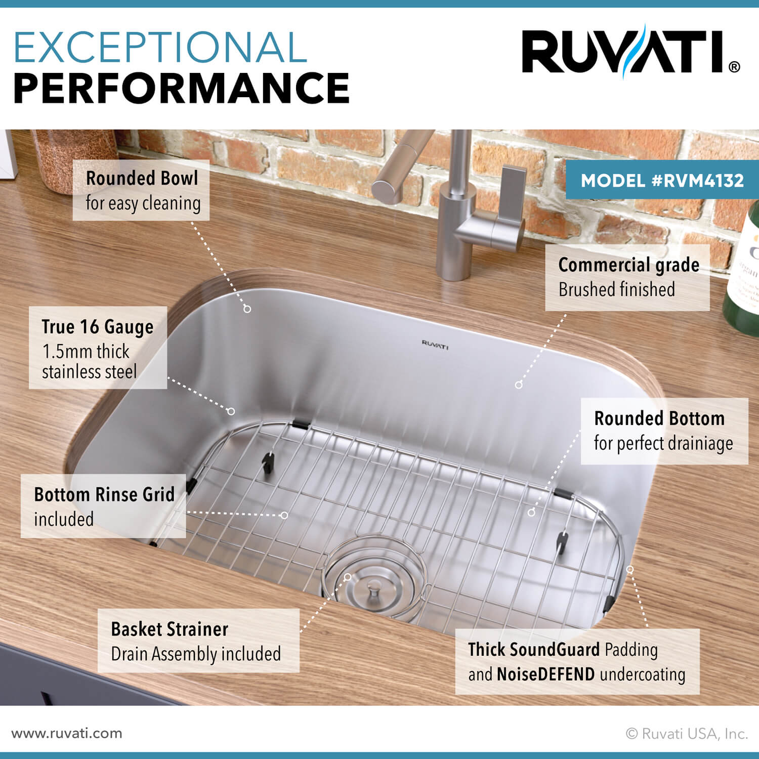 Ruvati Parmi — Tarja de Cocina en Acero Inoxidable — Acero Inoxidable — 2
