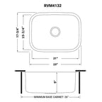 Ruvati Parmi — Tarja de Cocina en Acero Inoxidable — diagrama de dimensiones