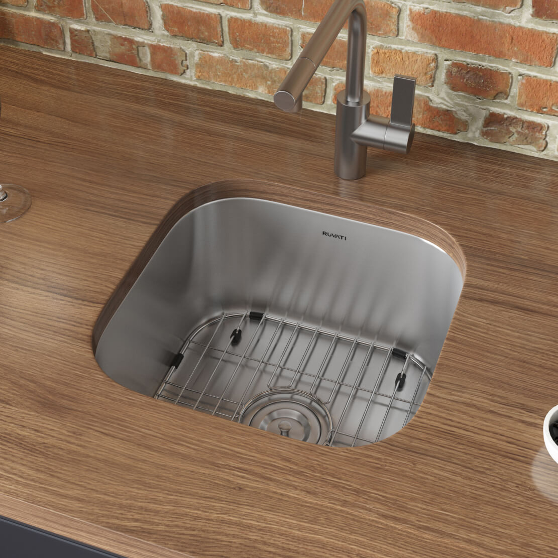 Ruvati Parmi — Tarja de Bar / Prep de 16 x 16 pulg en Acero Inoxidable — Acero Inoxidable