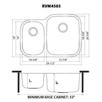 Ruvati Parmi — Tarja de Cocina en Acero Inoxidable — diagrama de dimensiones