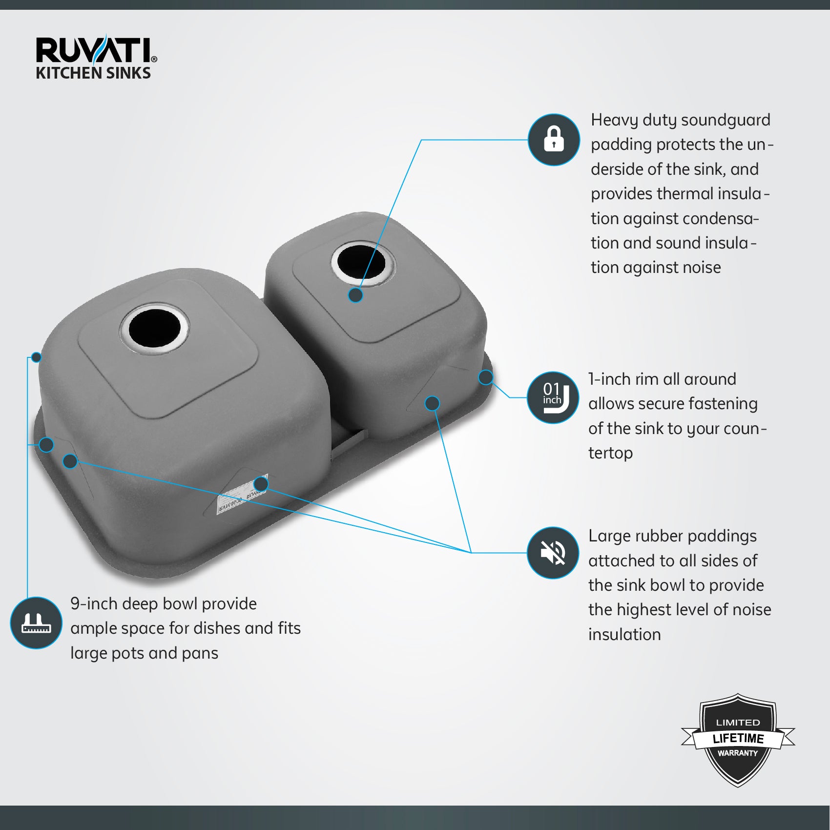 Ruvati Parmi — Tarja de Cocina en Acero Inoxidable — Acero Inoxidable — 4