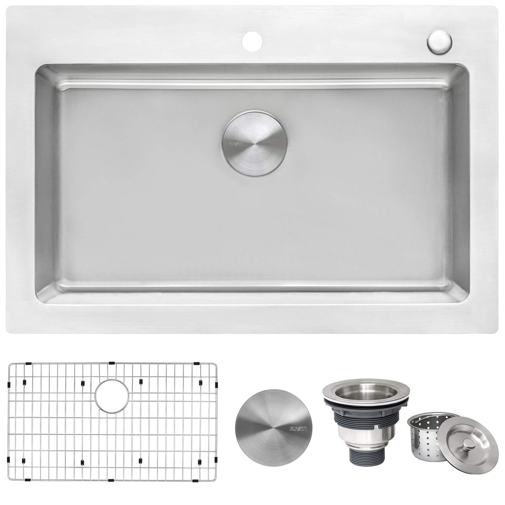 Ruvati Modena — Tarja de Cocina de 33 x 22 pulg en Acero Inoxidable — Acero Inoxidable