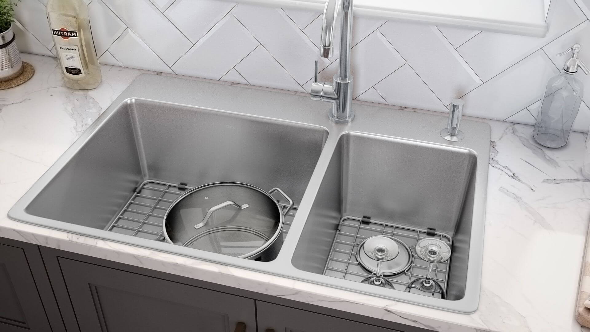 Ruvati Modena — Tarja de Cocina de 33 x 22 pulg en Acero Inoxidable — Acero Inoxidable — 4