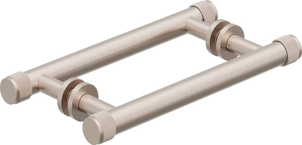 California Faucets Steampunk Bay Toalleros Dobles / Manijas para Puerta de Regadera - Acuñado - Satin Nickel
