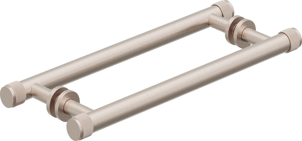 California Faucets Steampunk Bay Toalleros Dobles / Manijas para Puerta de Regadera - Acuñado - Satin Nickel
