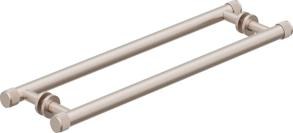 California Faucets Steampunk Bay Toalleros Dobles / Manijas para Puerta de Regadera - Acuñado - Satin Nickel