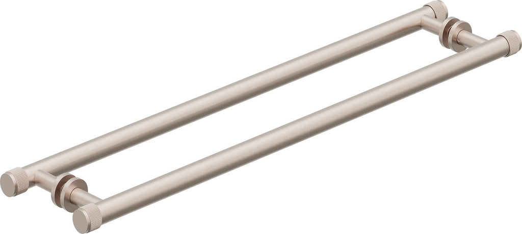 California Faucets Steampunk Bay Toalleros Dobles / Manijas para Puerta de Regadera - Acuñado - Satin Nickel