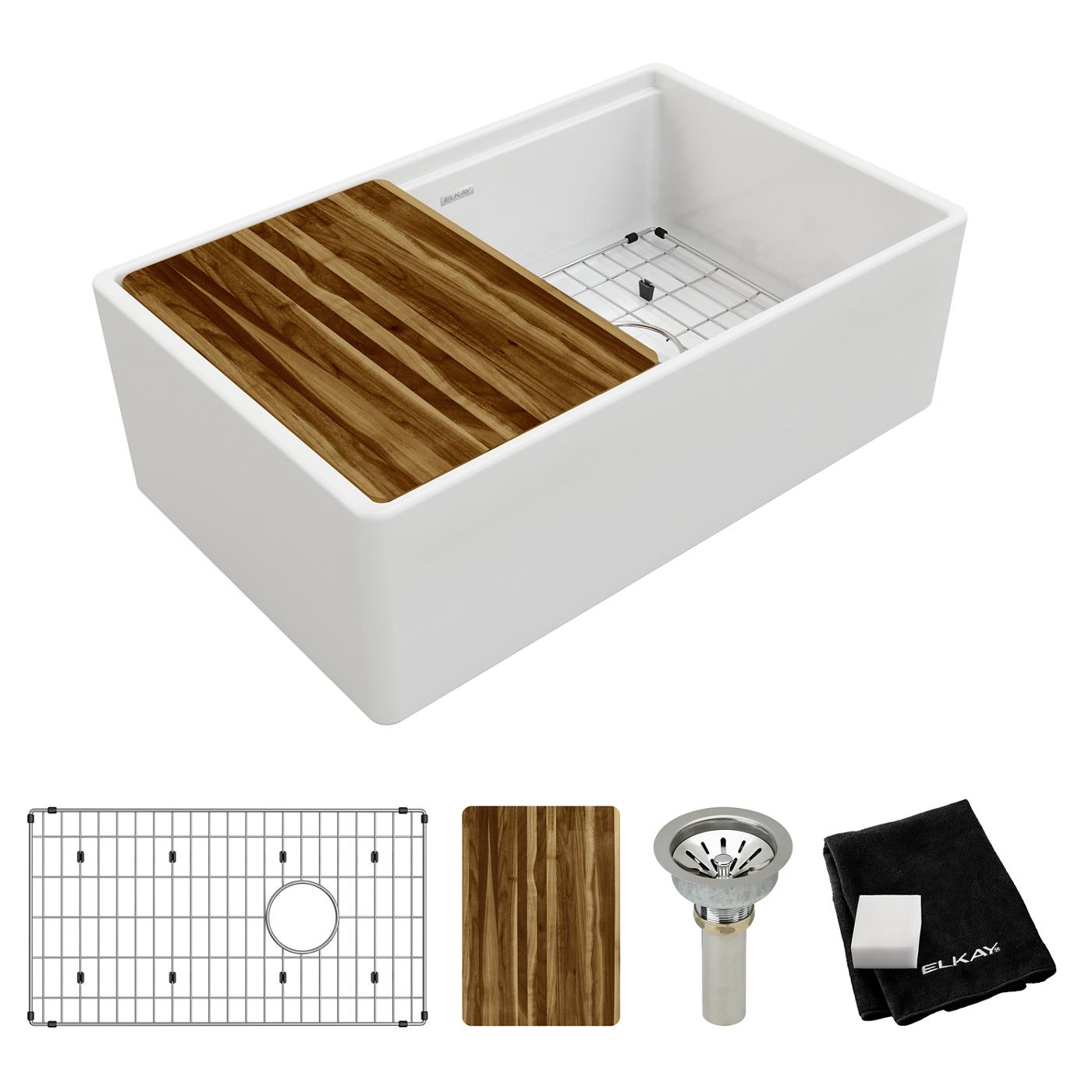 Elkay Tarja Fireclay 30" x 18-13/16" x 9-5/8" de Un Tazón Farmhouse (Kit) — vista de producto