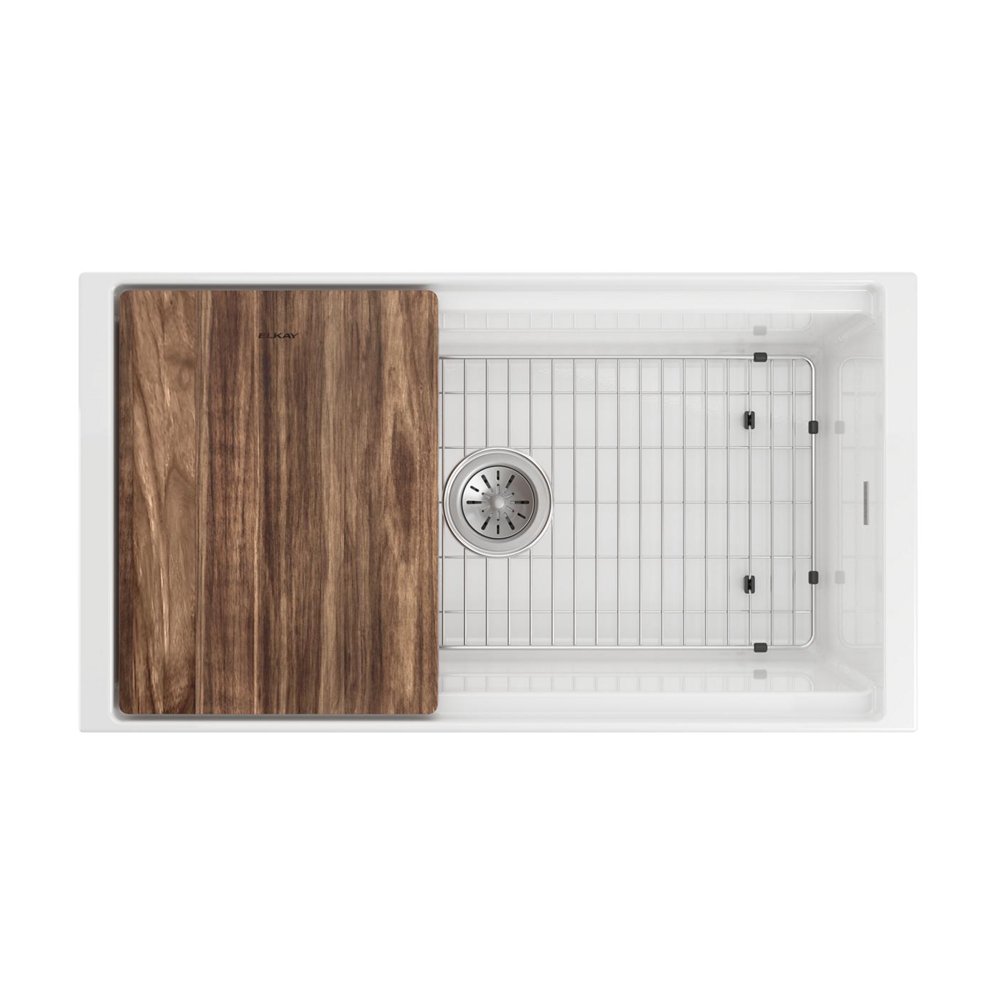 Elkay Tarja Fireclay 33" x 18-13/16" x 9-5/8" de Un Tazón Farmhouse Workstation (Kit) Blanco — vista de producto