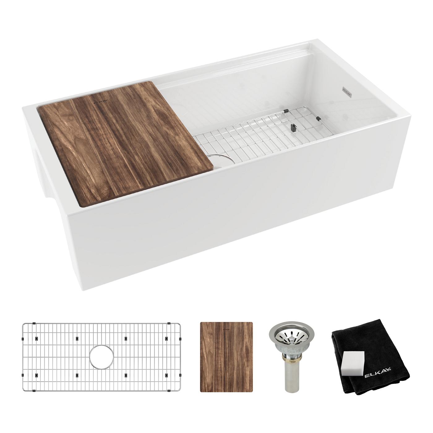 Elkay Tarja Fireclay 36" x 18-13/16" x 9-5/8" de Un Tazón Farmhouse Workstation (Kit) Blanco — vista de producto