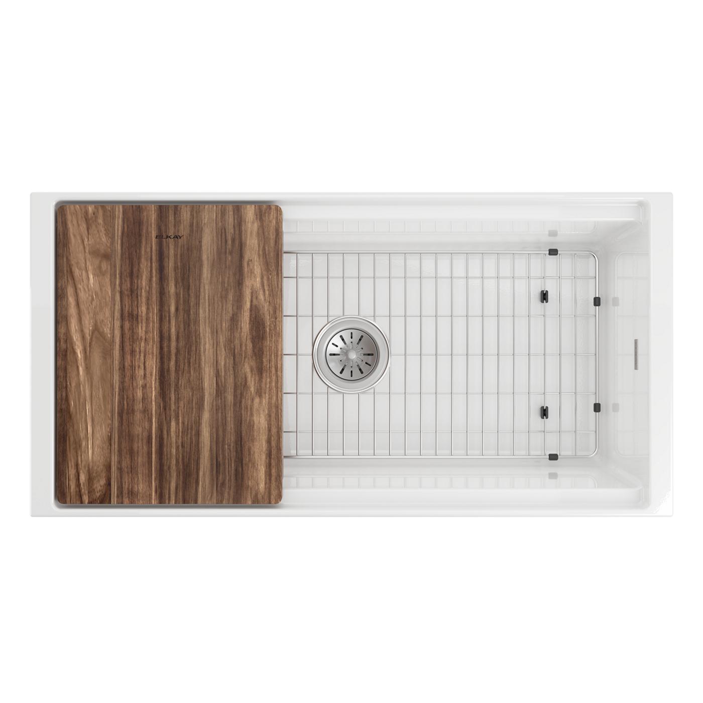 Elkay Tarja Fireclay 36" x 18-13/16" x 9-5/8" de Un Tazón Farmhouse Workstation (Kit) Blanco — vista de producto
