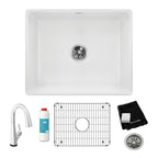 Elkay Tarja Fireclay 24-7/16" x 19-11/16" x 9-1/8" de Un Tazón Farmhouse (Kit) con Llave Filtrada Blanco — vista de producto