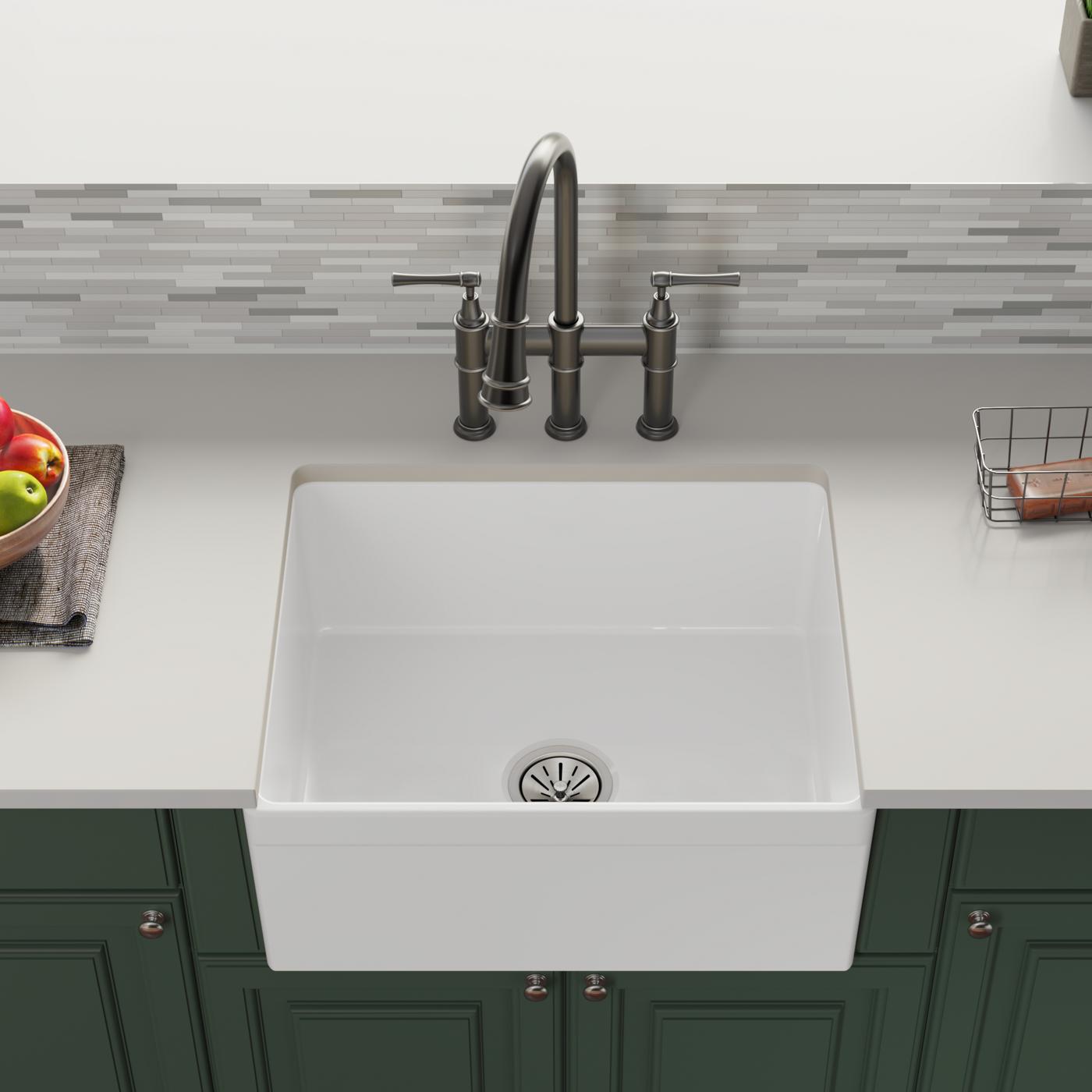 Elkay Tarja Fireclay 24-7/16" x 19-11/16" x 9-1/8" de Un Tazón Farmhouse — ambiente de cocina