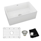 Elkay Tarja Fireclay 30" x 19-15/16" x 9-1/8" de Un Tazón Farmhouse (Kit) Blanco — ambiente de cocina