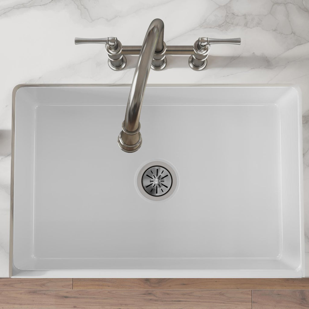 Elkay Tarja Fireclay 30" x 19-15/16" x 9-1/8" de Un Tazón Farmhouse Blanco — ambiente de cocina