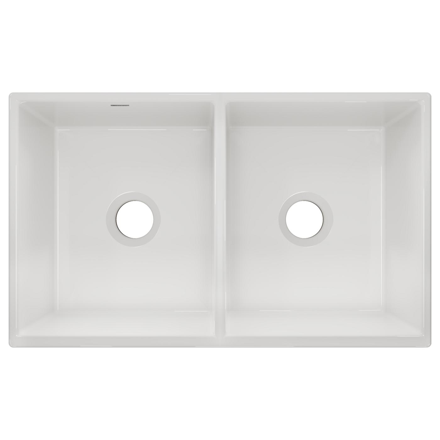Elkay Tarja Fireclay 33" x 19-15/16" x 9" de Dos Tazones Iguales Farmhouse — ambiente de cocina