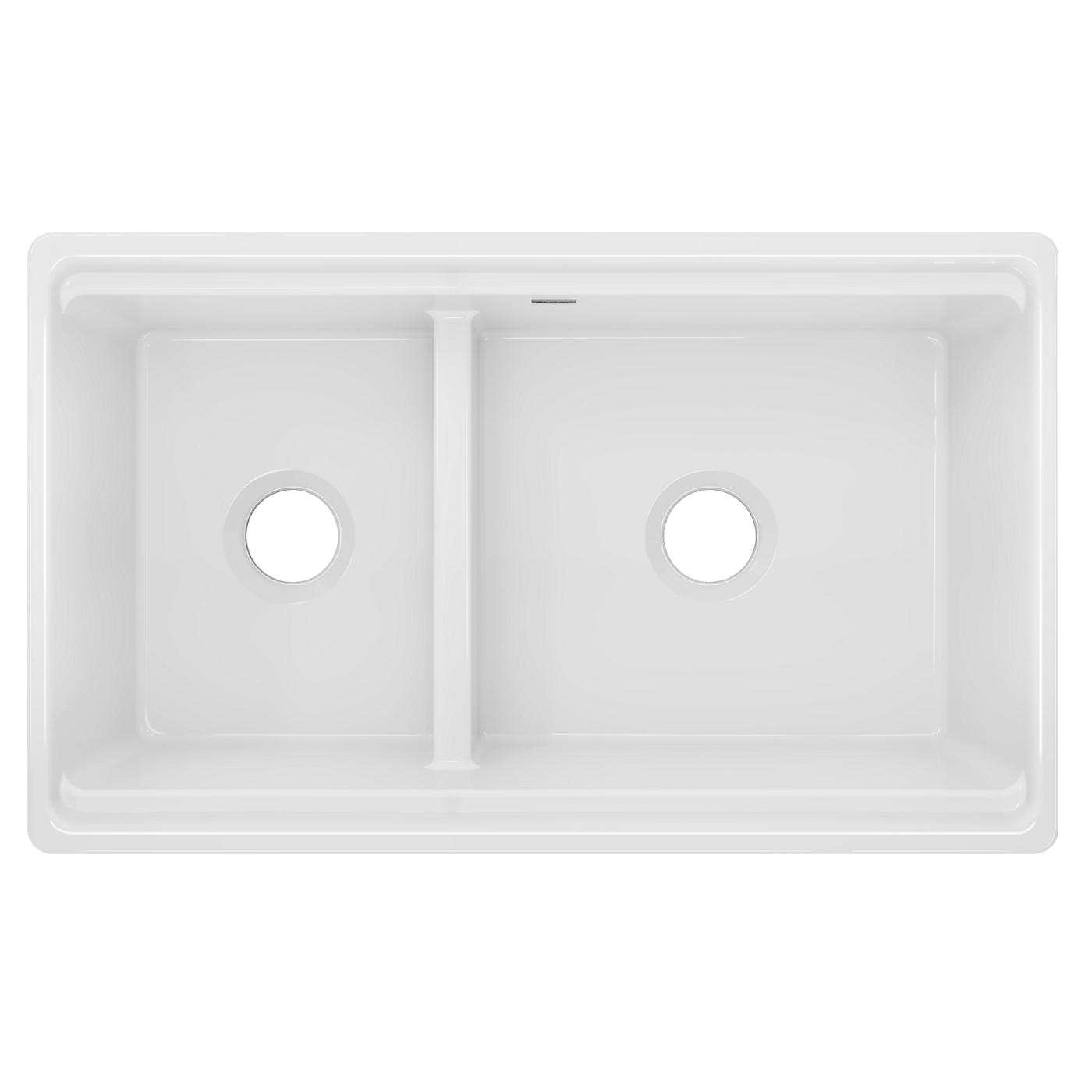Elkay Tarja Fireclay 33" x 19-15/16" x 9-3/16" 60/40 de Dos Tazones Farmhouse Workstation con Aqua Divide — vista de producto
