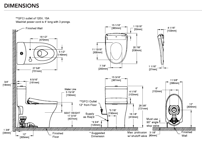 TOTO AQUIA® IV - WASHLET®+ S7 INODORO DE UNA PIEZA - 1,28 GPF & 0,9 GPF
