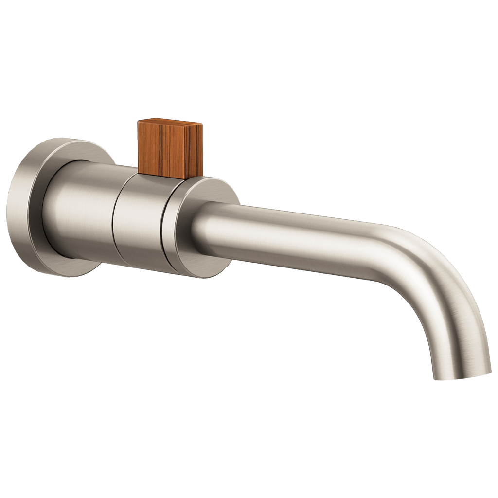 Brizo Litze Monomando de Pared para Lavabo — Níquel Luxe / Madera de Teca
