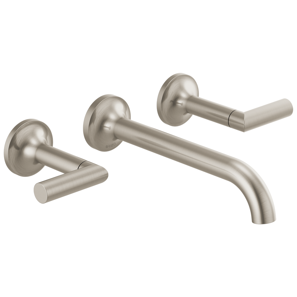 Brizo Odin Grifo de Pared para Lavabo — Dos Manijas — Níquel Cepillado — Palanca
