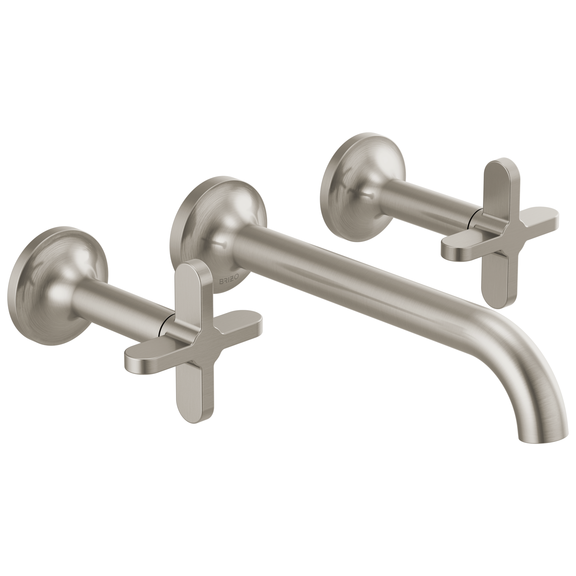 Brizo Odin Grifo de Pared para Lavabo — Dos Manijas — Níquel Cepillado — Cruceta