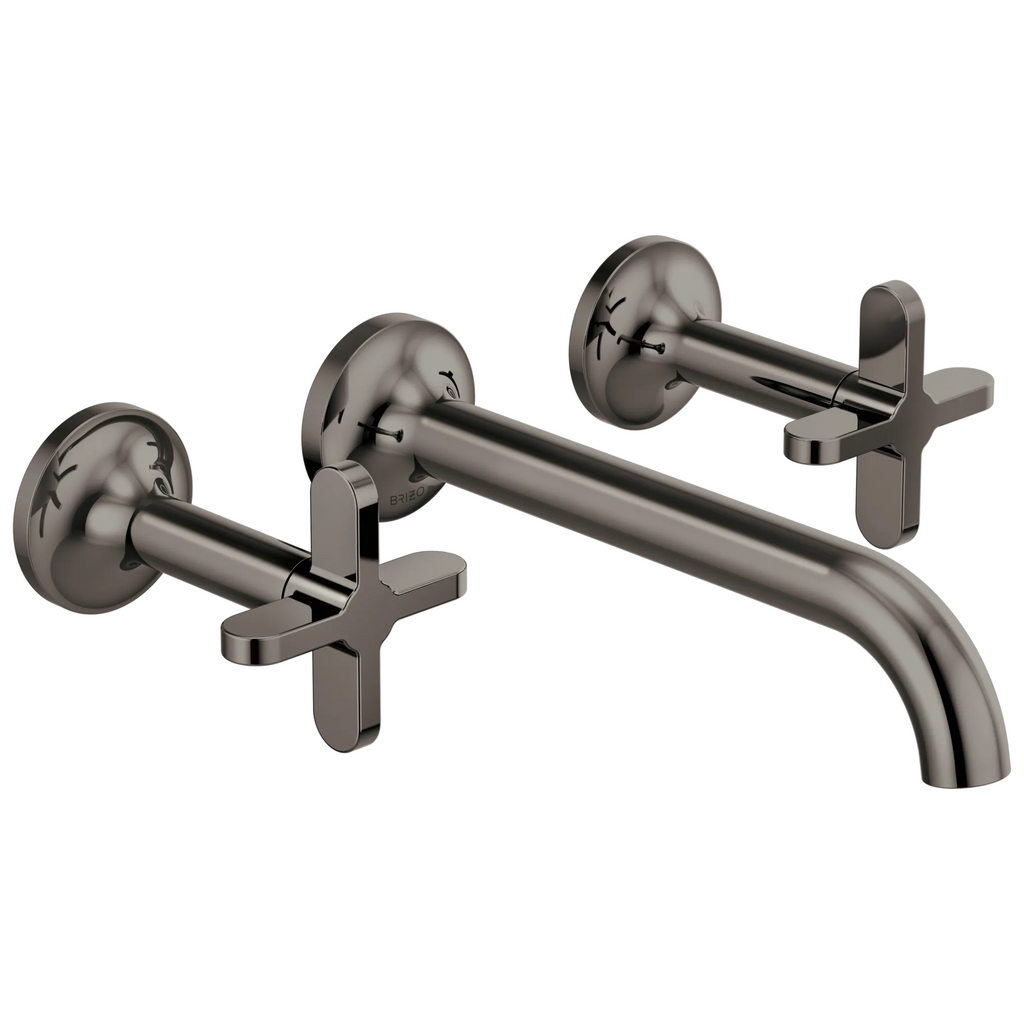 Brizo Odin Grifo de Pared para Lavabo — Dos Manijas — Ónix Negro Brilliance — Cruceta
