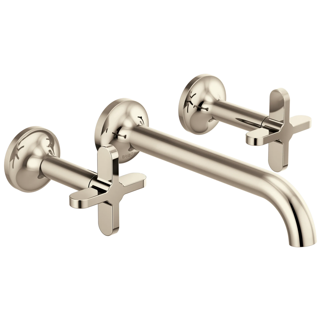Brizo Odin Grifo de Pared para Lavabo — Dos Manijas — Níquel Pulido — Cruceta