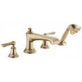 Brizo Rook Llenador de Tina Roman de Cubierta con Regadera de Mano — Oro Luxe — Palanca