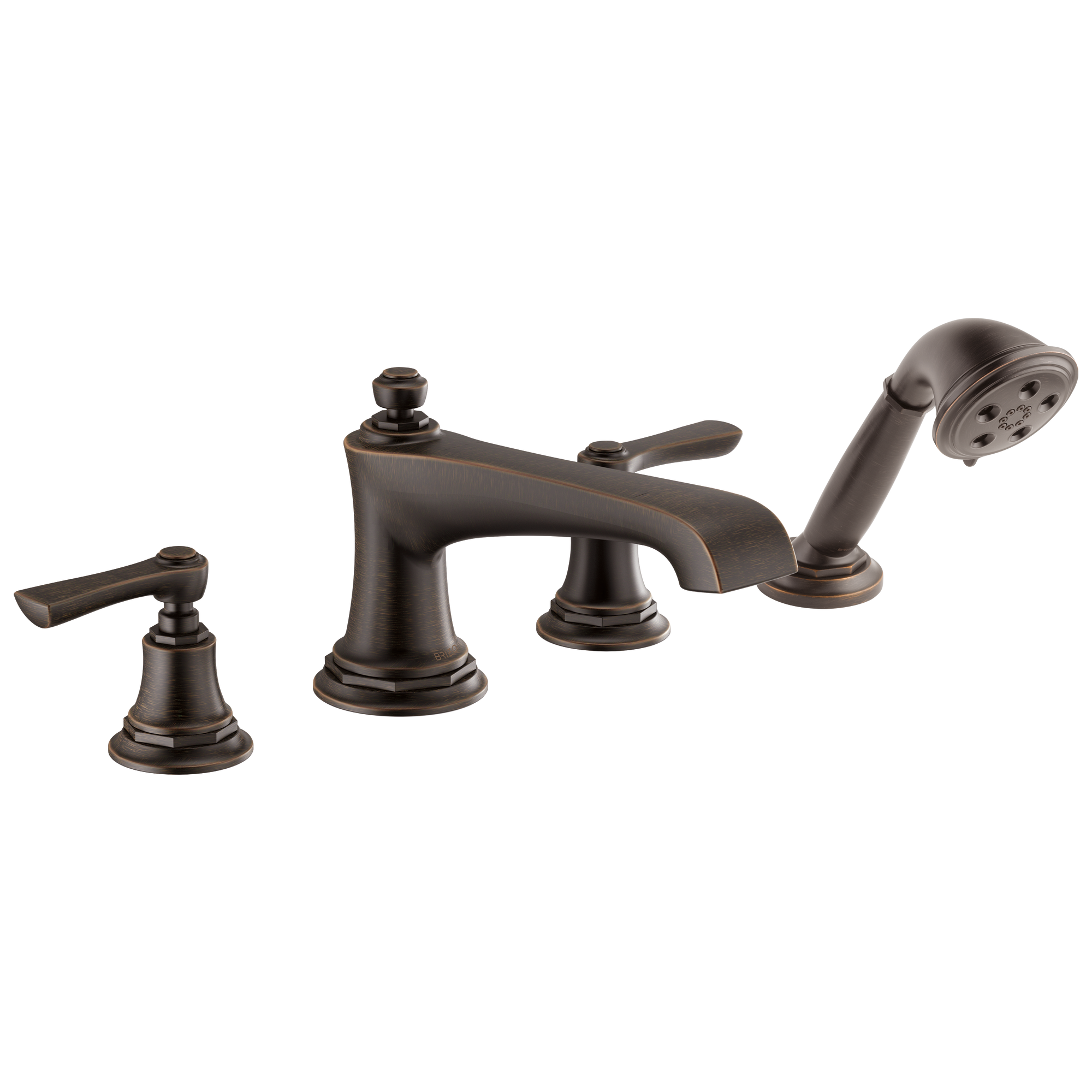Brizo Rook Llenador de Tina Roman de Cubierta con Regadera de Mano — Bronce Veneciano — Palanca