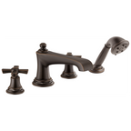Brizo Rook Llenador de Tina Roman de Cubierta con Regadera de Mano — Bronce Veneciano — Cruceta