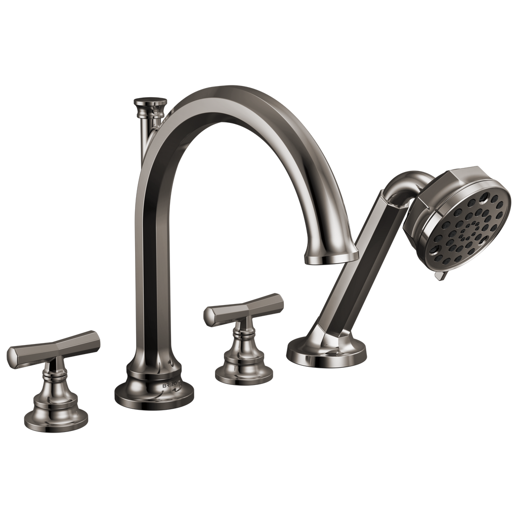 Brizo Beauclere Llenador de Tina Roman de Cubierta con Regadera de Mano — Ónix Negro Brilliance — Cruceta
